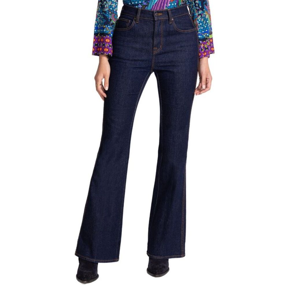 Johnny Was Womens High Rise Flare Jean